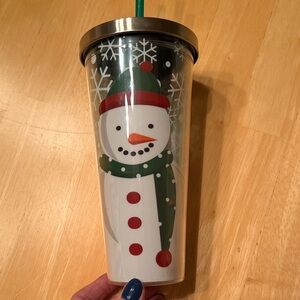 Snowman Winter Holiday Tumbler with Straw☃️